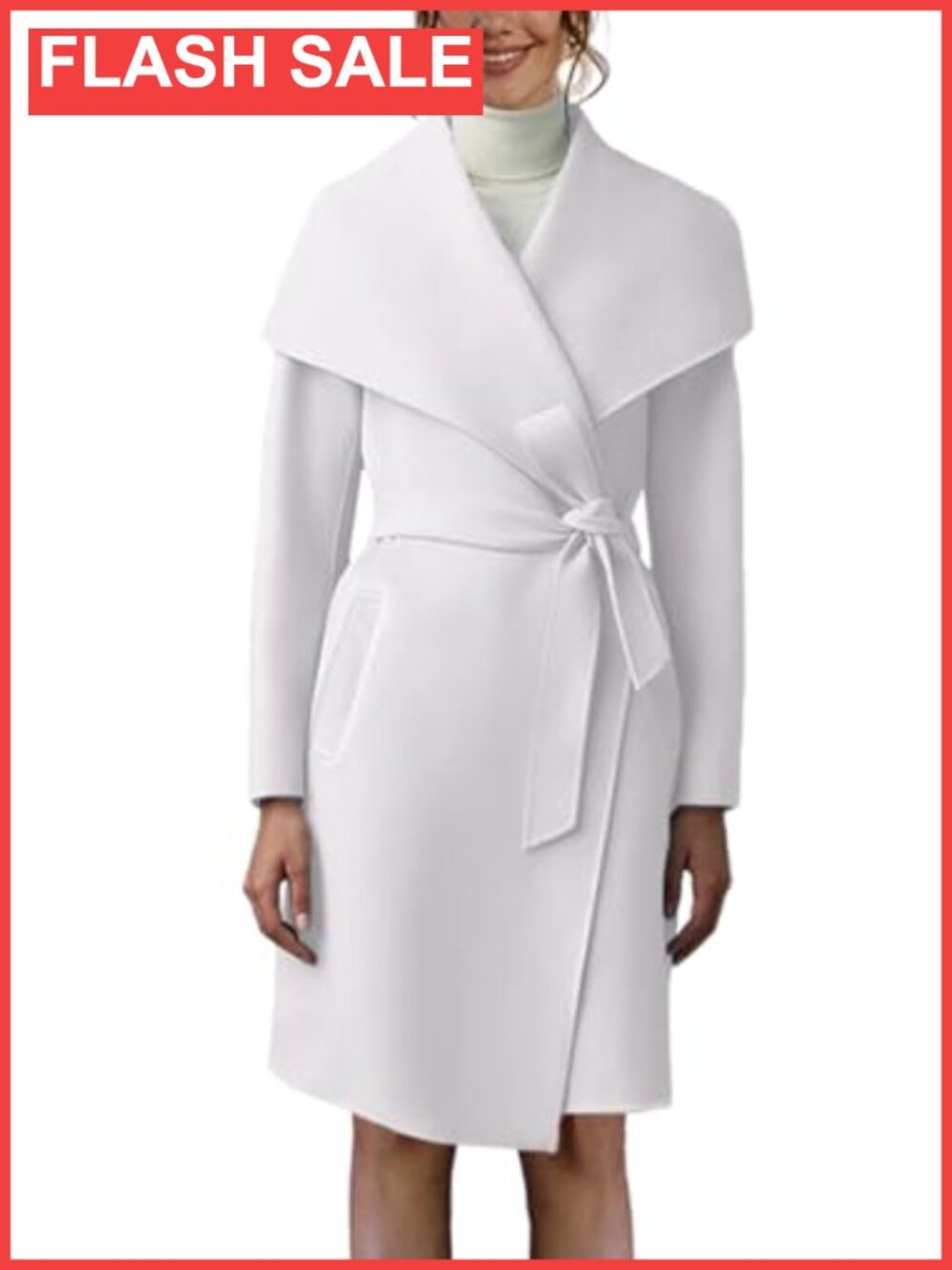 Women's Pea Trench Coat Lapel Collar Long Belted Overcoat Pockets